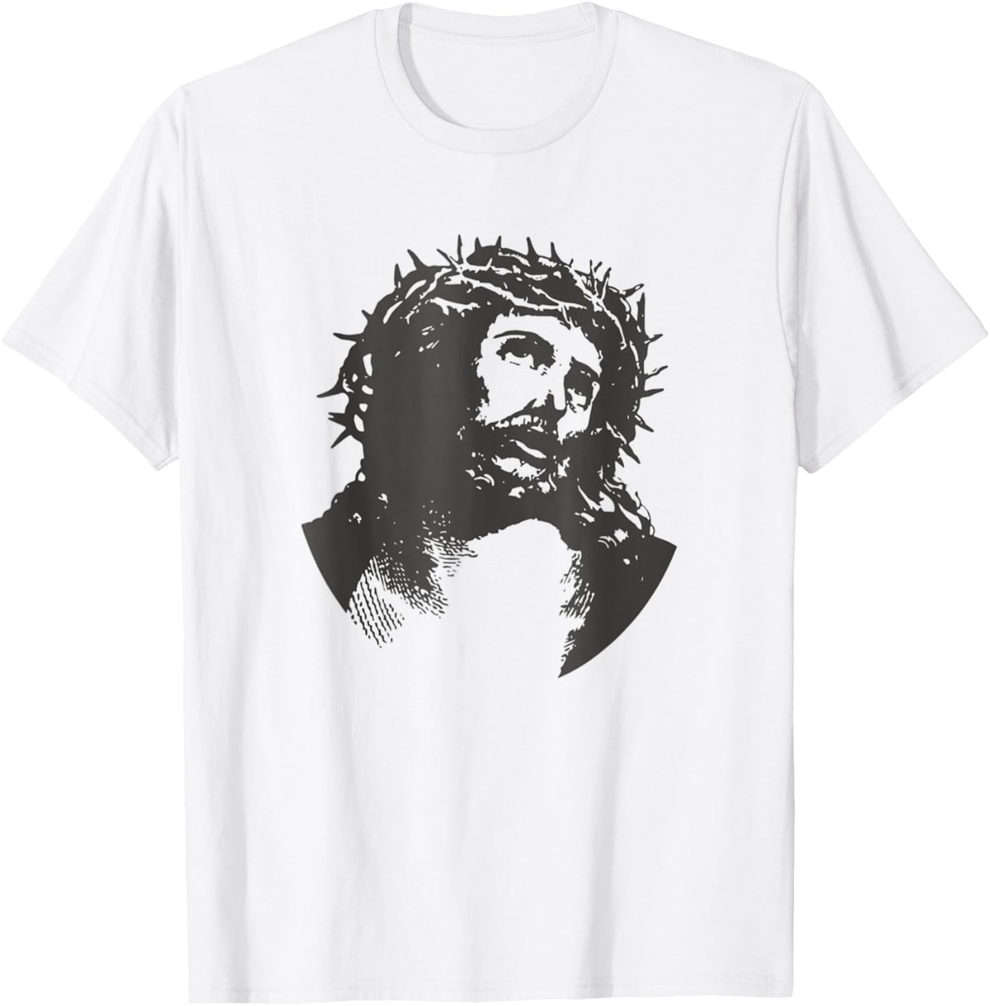 Face Of Jesus Christ Crown Of Thorns Catholic Faith T-Shirt - T-Shirt | White