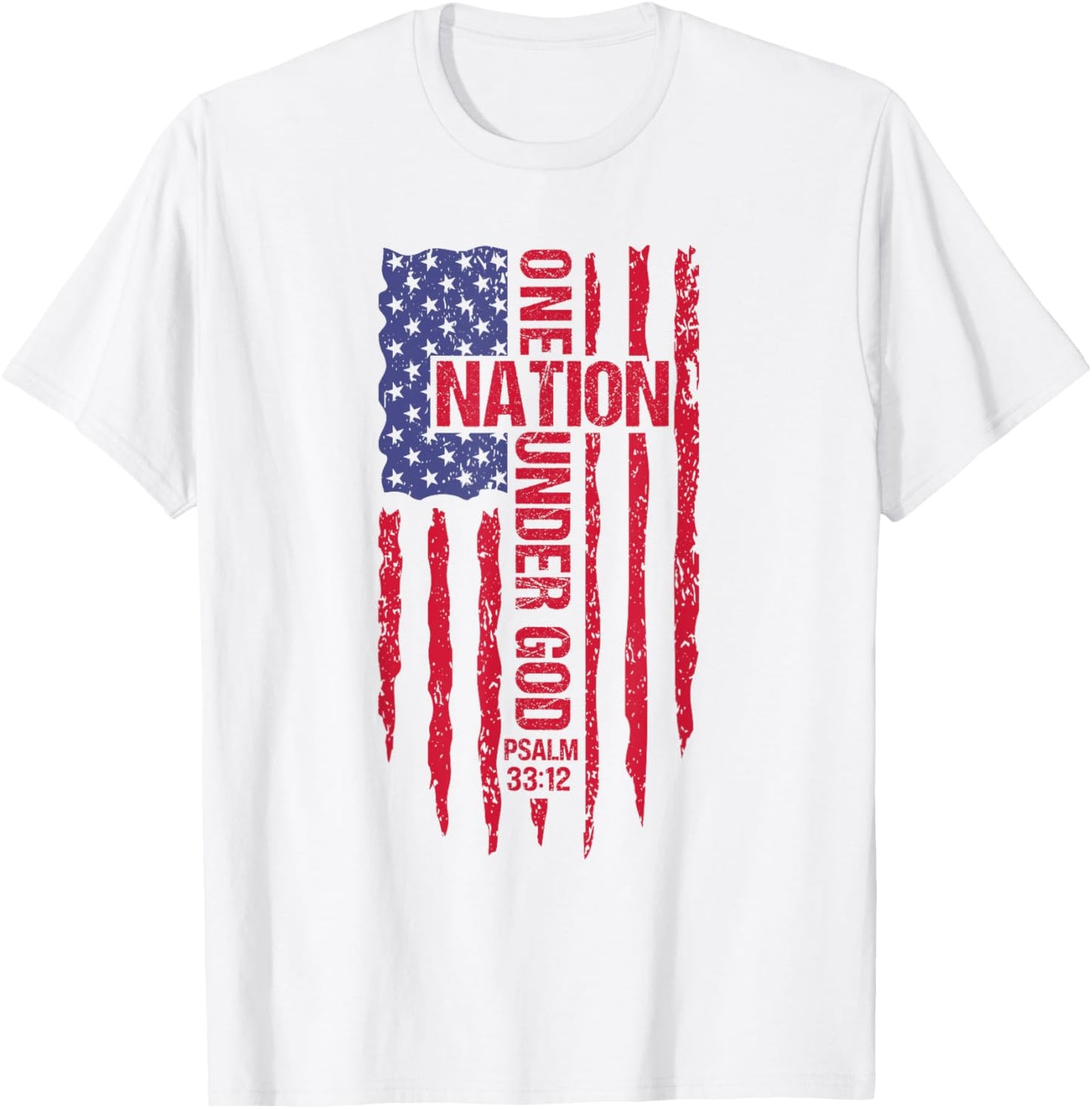 One Nation Under God American Flag Patriotic Christian T-Shirt - T-Shirt | White