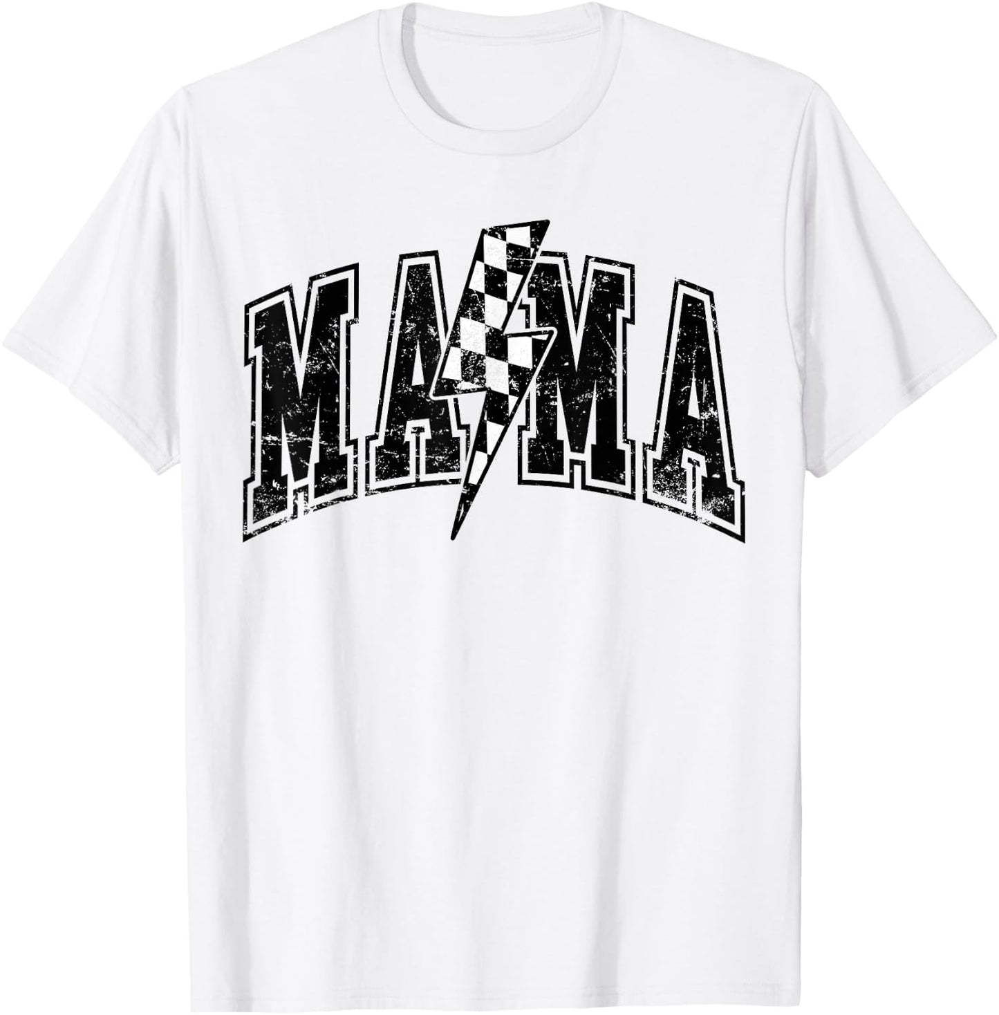Mama Lightning Bolt Checkered Varsity For Mom Women T-Shirt - T-Shirt | White