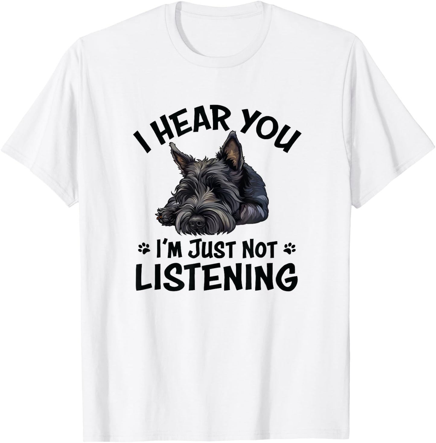 Cute Hear You Listening Scottish Terrier Lover T-Shirt - T-Shirt | White