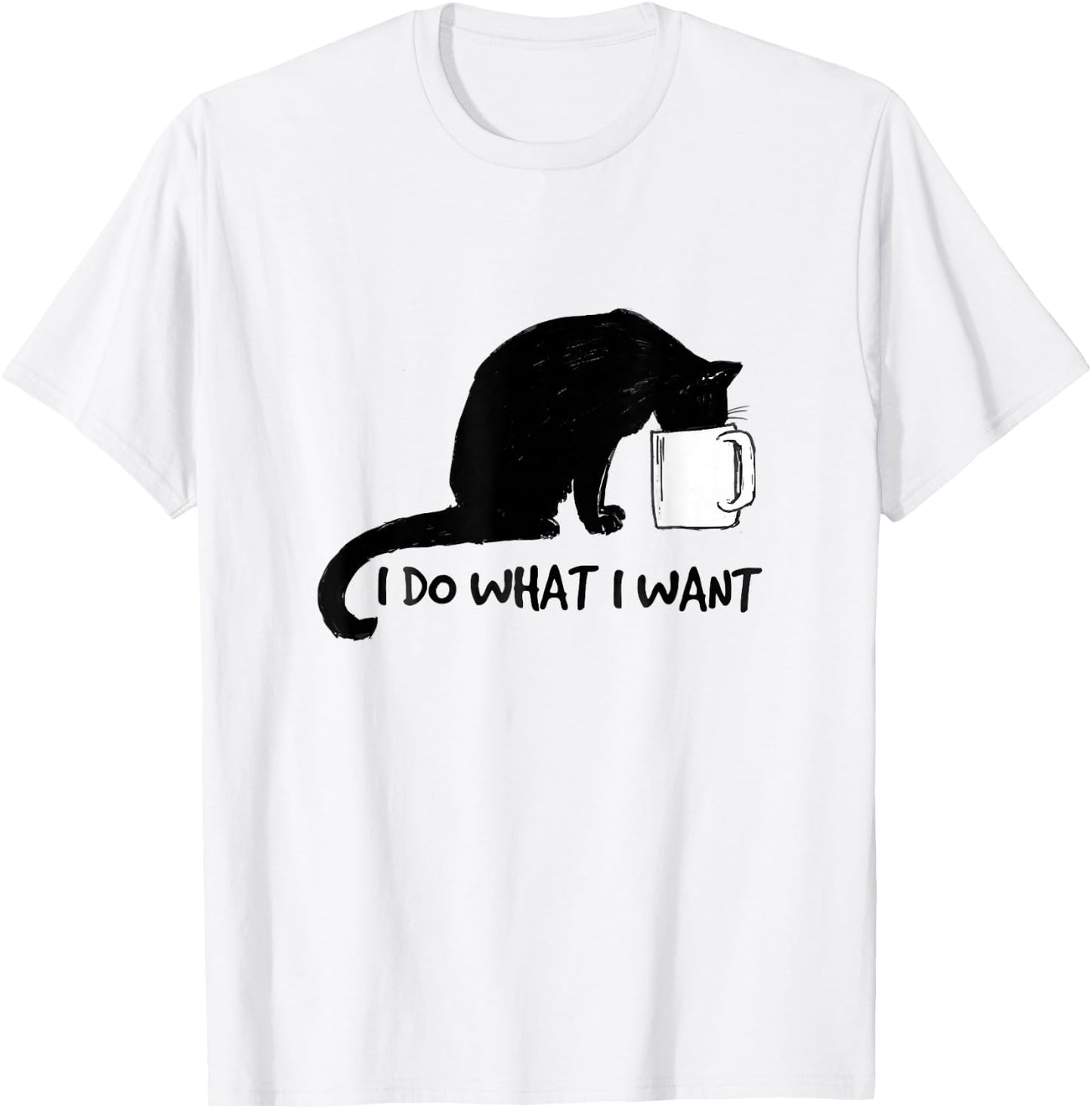 Black Cat Do What I Want Red Cup Funny My Cat T-Shirt - T-Shirt | White
