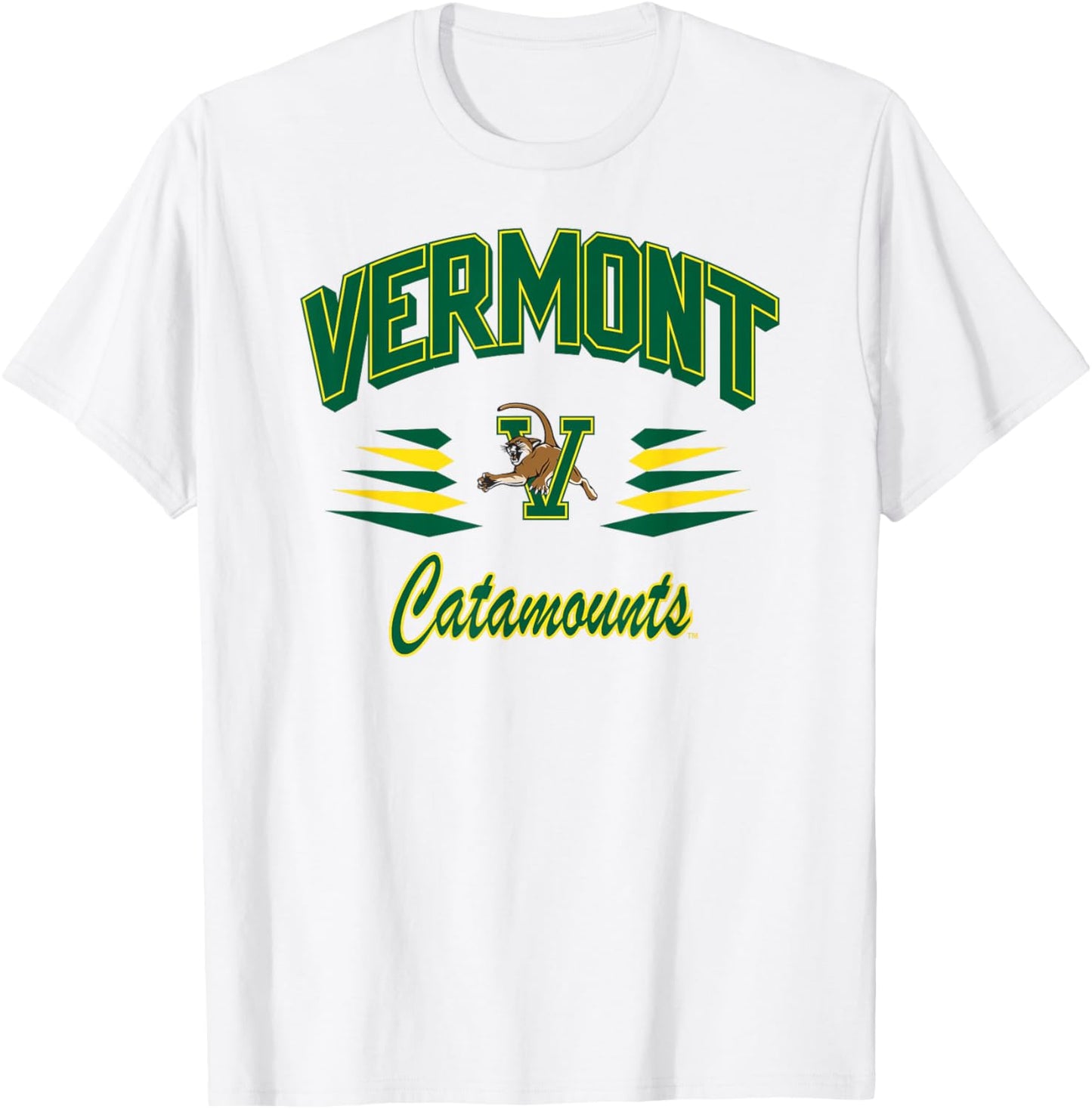 Vermont Catamounts Retro Diamond White Officially Licensed T-Shirt - T-Shirt | White