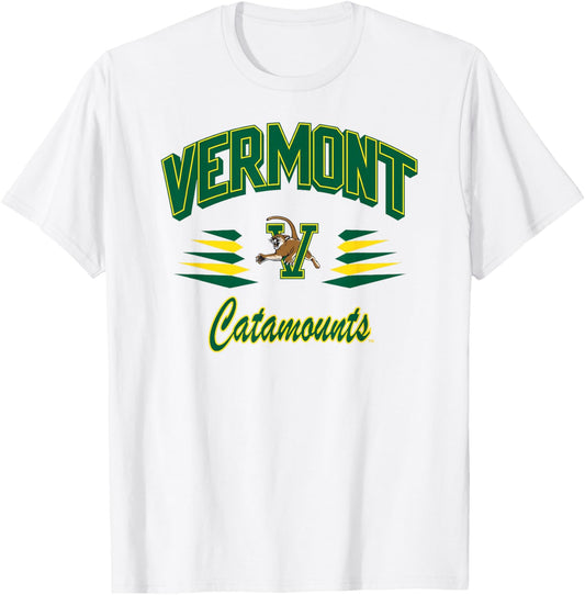 Vermont Catamounts Retro Diamond White Officially Licensed T-Shirt - T-Shirt | White