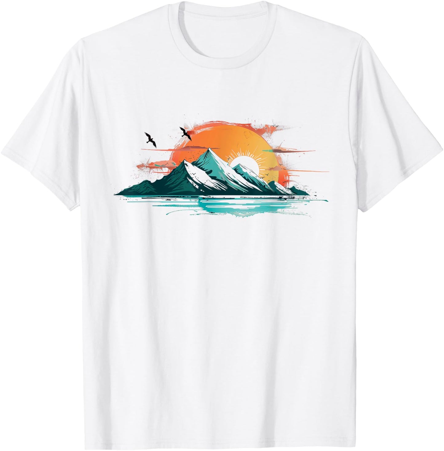 Abstract Mountain Landscape at Sunset T-Shirt - T-Shirt | White