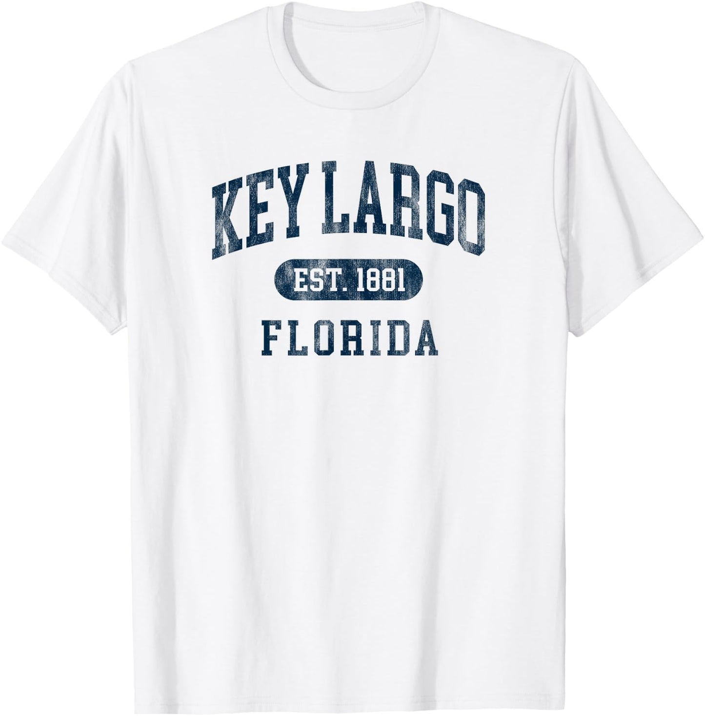Vintage Key Largo Florida Souvenir Est 1881 T-Shirt - T-Shirt | White