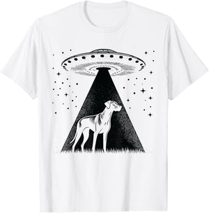 Rhodesian Ridgeback Mom Dad Dog - Funny Alien UFO T-Shirt - T-Shirt | White