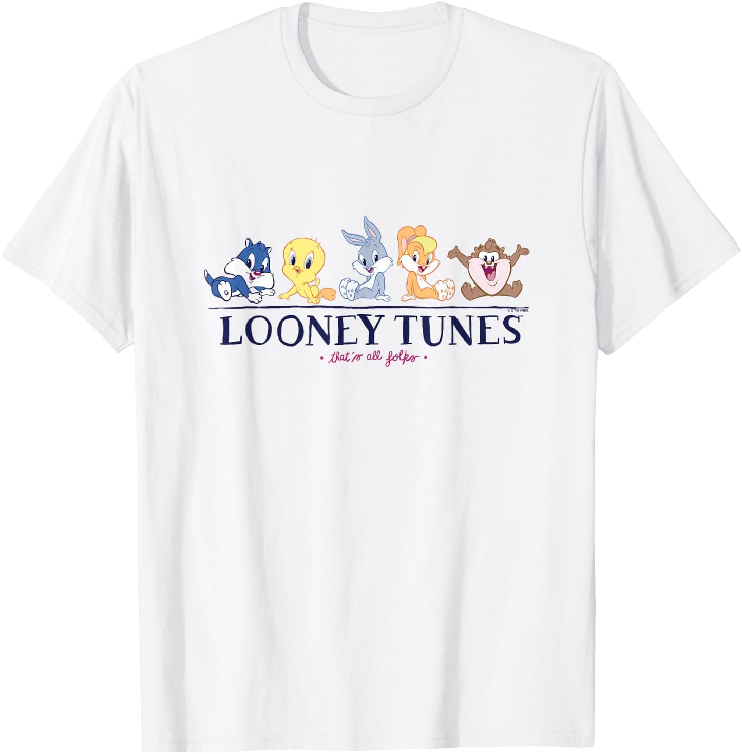 Looney Tunes Baby Looney Tunes That's All Folks Cute Lineup T-Shirt - T-Shirt | White