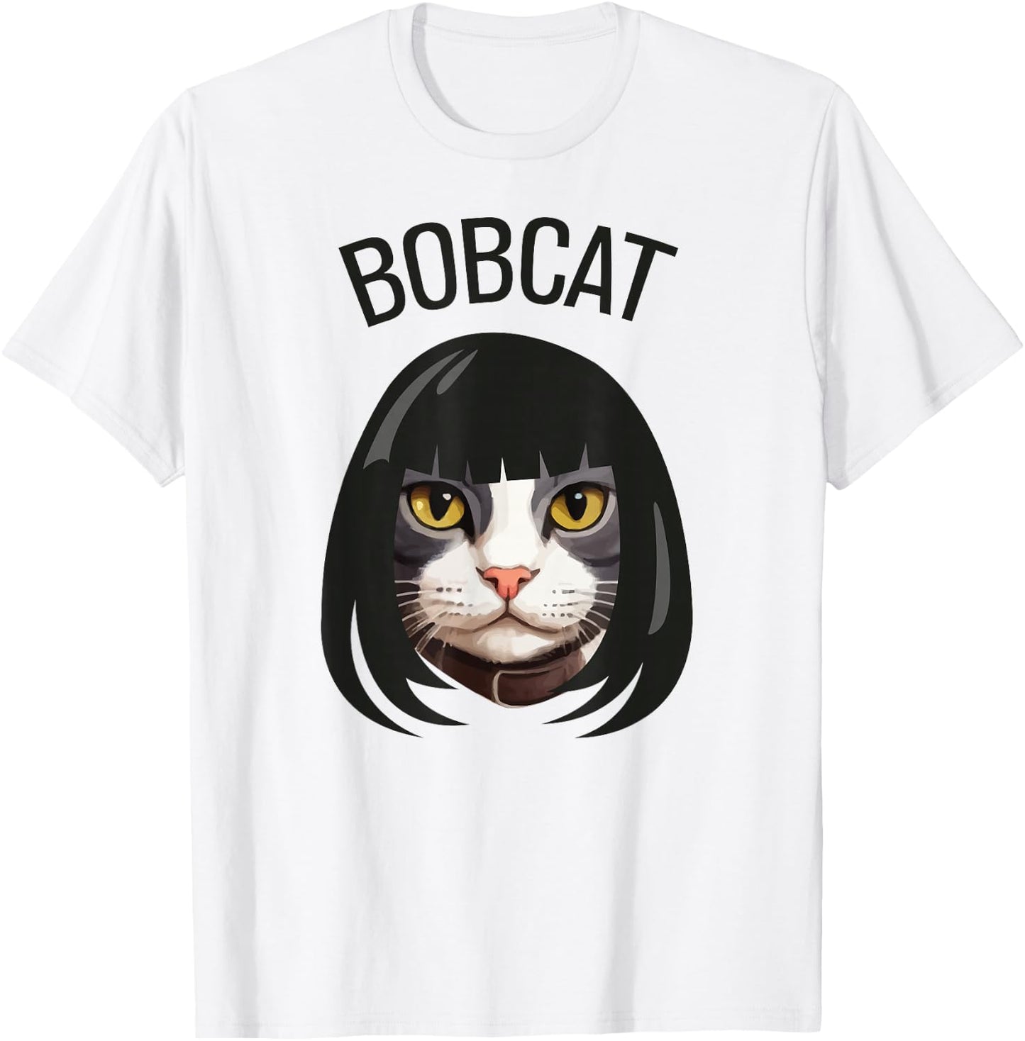 Bobcat funny cat bob haircut trending comedy cat graphic T-Shirt - T-Shirt | White
