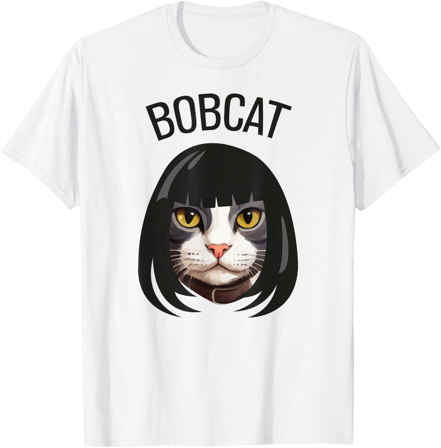 Bobcat funny cat bob haircut trending comedy cat graphic T-Shirt - T-Shirt | White