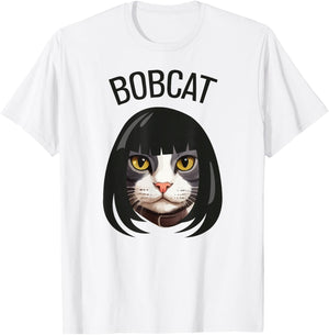 Bobcat funny cat bob haircut trending comedy cat graphic T-Shirt - T-Shirt | White