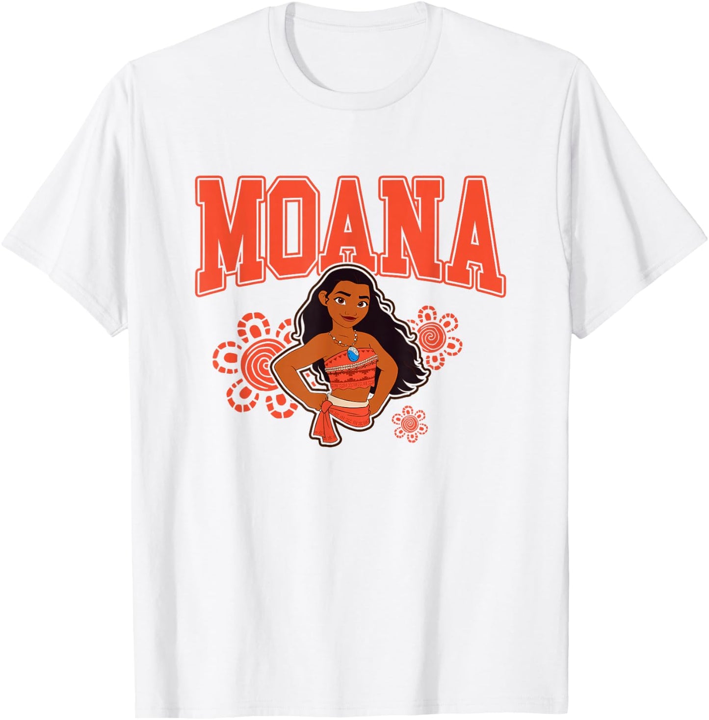 Disney Moana Brave Pose Big Chest Collegiate Chest Text Logo T-Shirt - T-Shirt | White