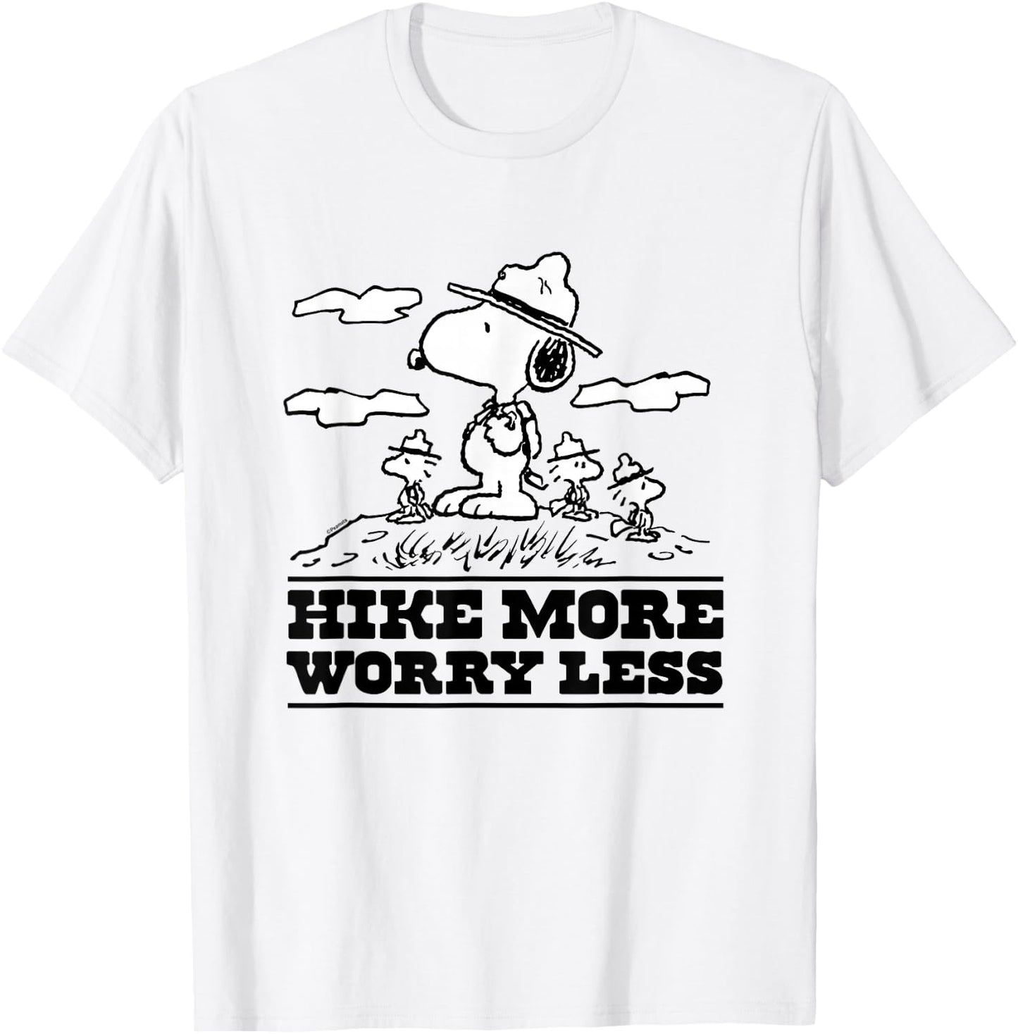 Peanuts - Snoopy & Woodstock Hike More Worry Less T-Shirt - T-Shirt | White