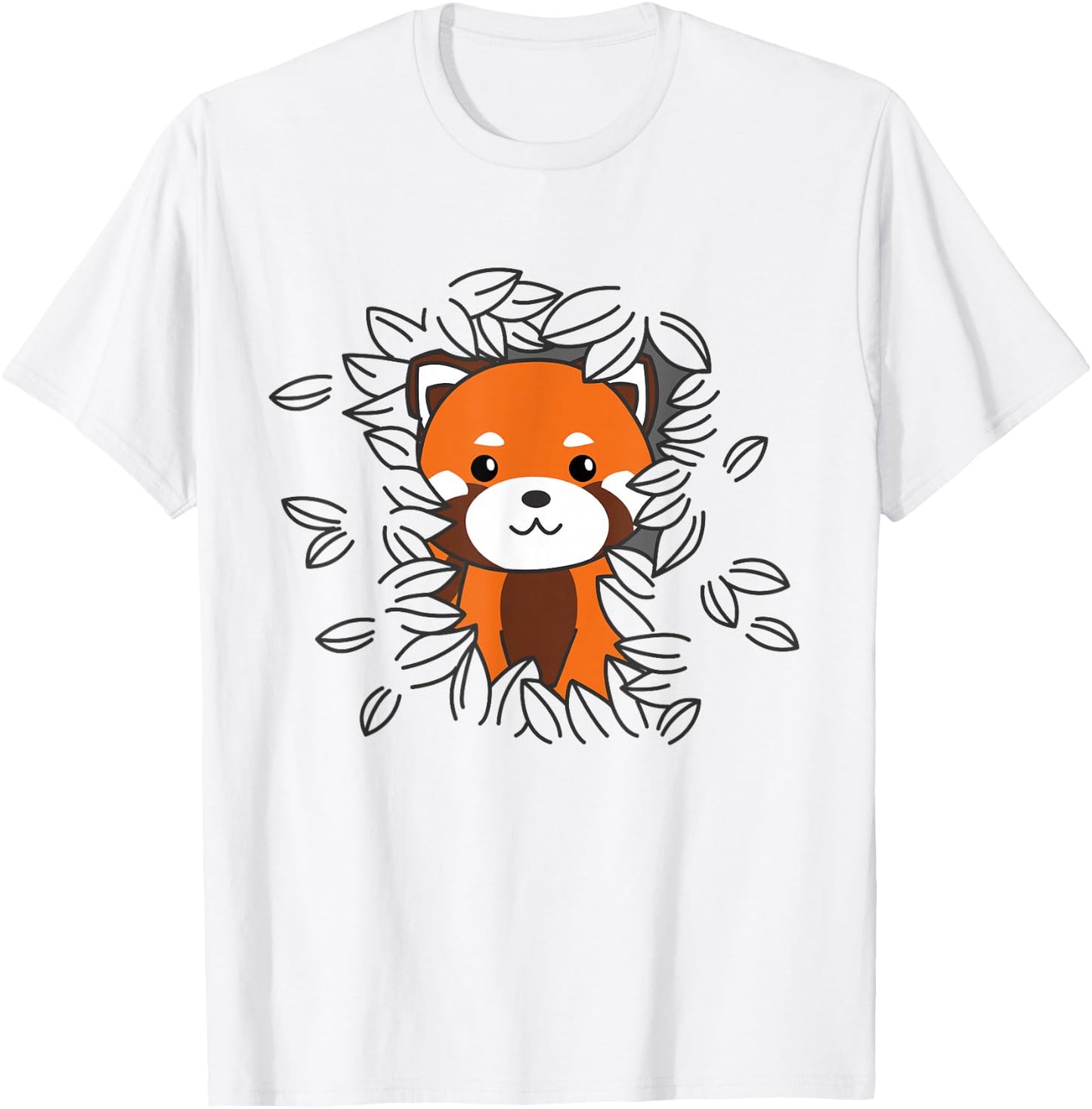 Red Panda Cute Animals for Kids Kawaii Cherry Blossoms T-Shirt - T-Shirt | White