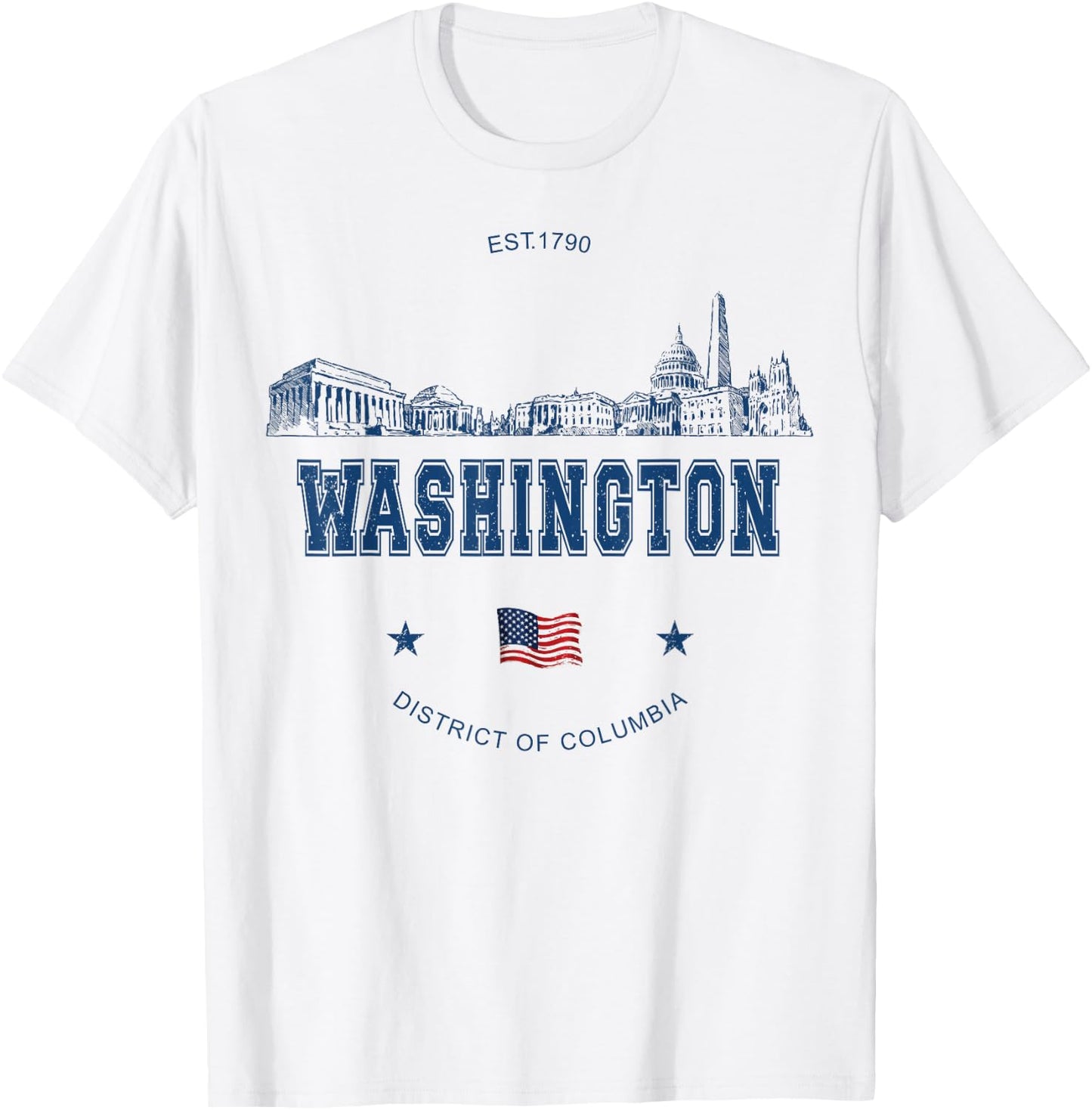 Washington DC Skyline Vintage T-Shirt - T-Shirt | White