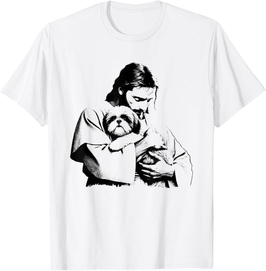 Jesus Shih Tzu Dog - Funny Christian Religious Dog Lover Women Girls Kids T-Shirt - T-Shirt | White