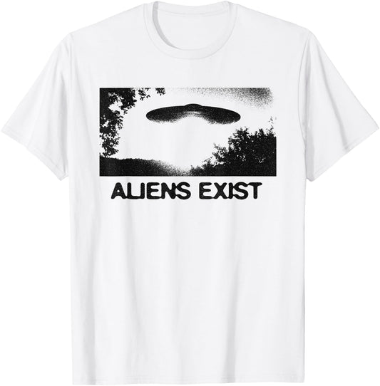 Aliens Exist UFO Sighting Retro Sci-Fi T-Shirt - T-Shirt | White