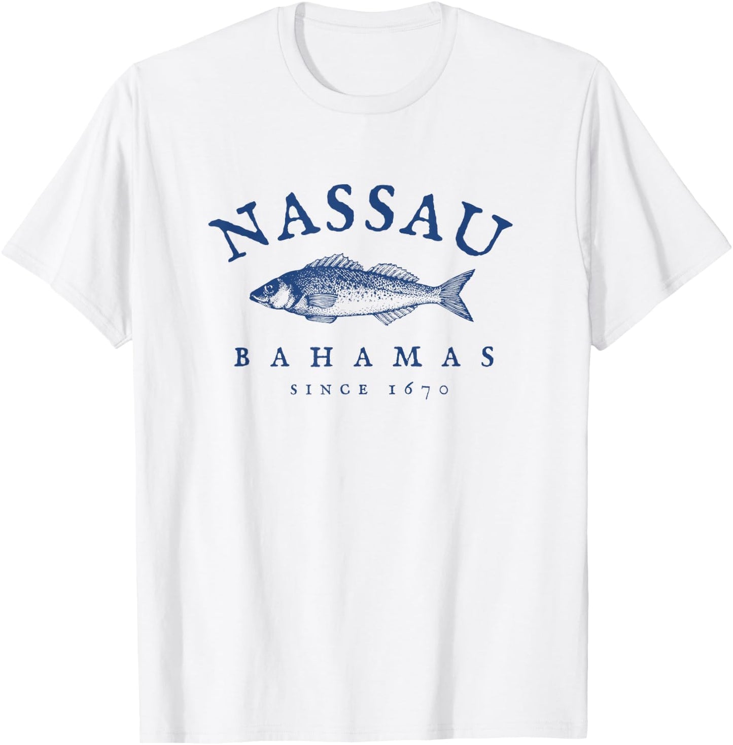 Retro Nassau Bahamas Fishing T-Shirt - T-Shirt | White