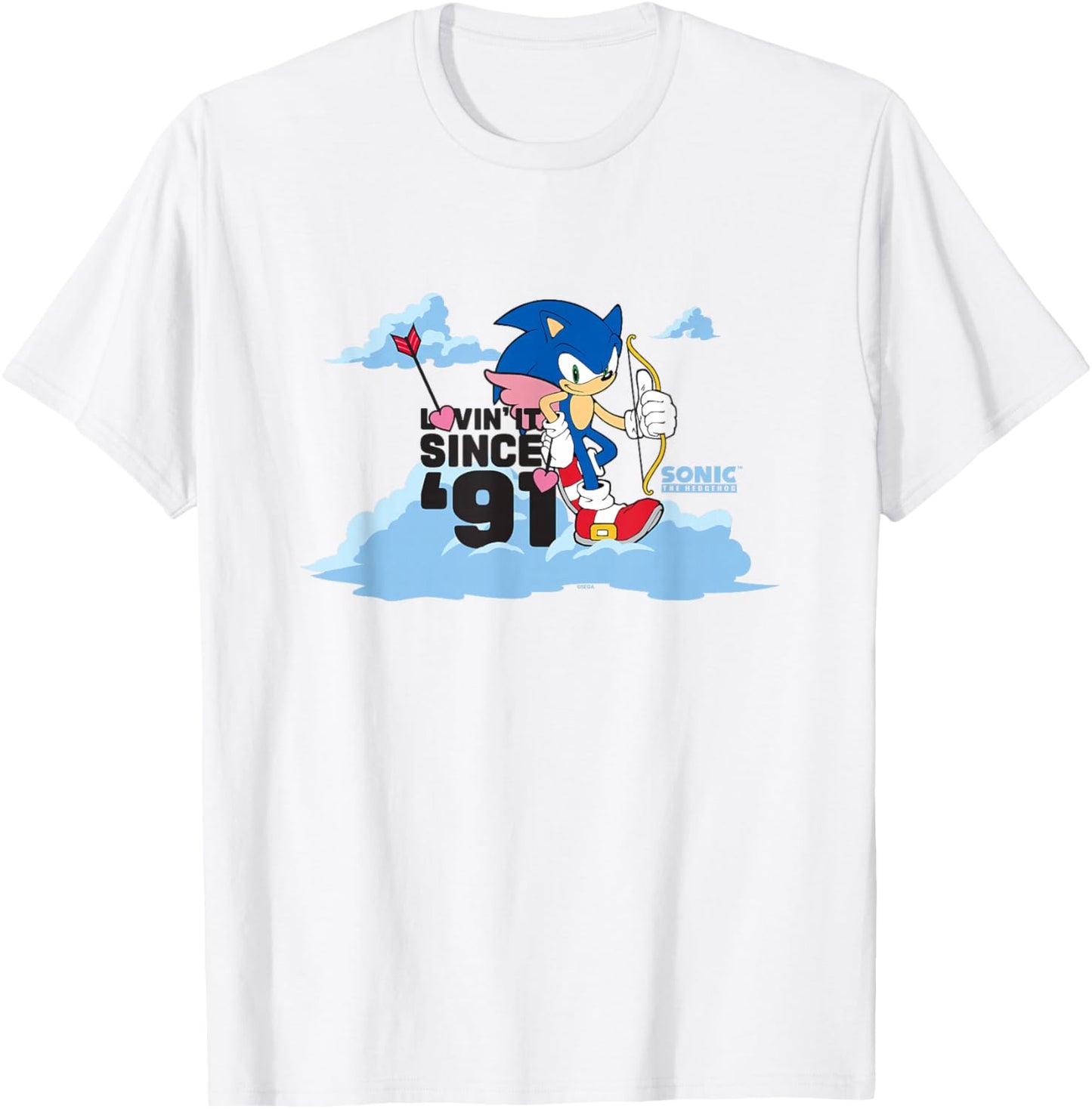 Sonic The Hedgehog Valentine's Day Lovin' It Since 91 Poster T-Shirt - T-Shirt | White
