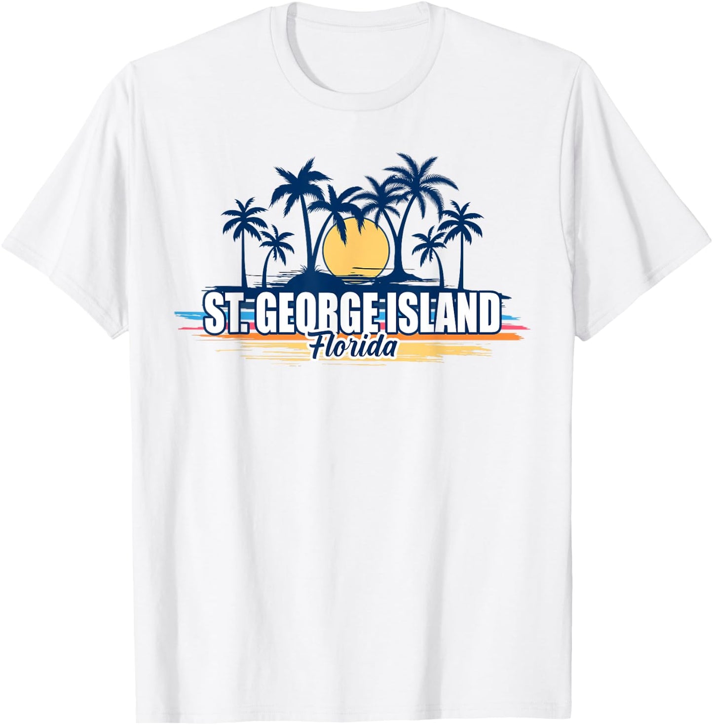 St George Island Florida Retro Surfing Board T-Shirt - T-Shirt | White