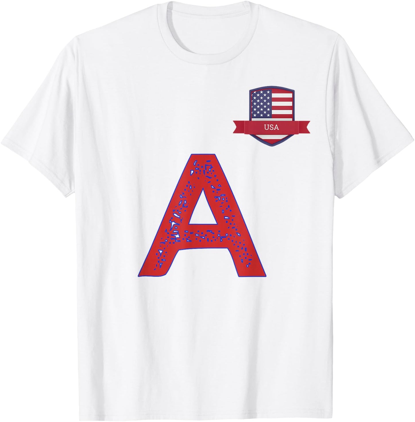 USA Human-Flag Letter A American USA Red T-Shirt - T-Shirt | White