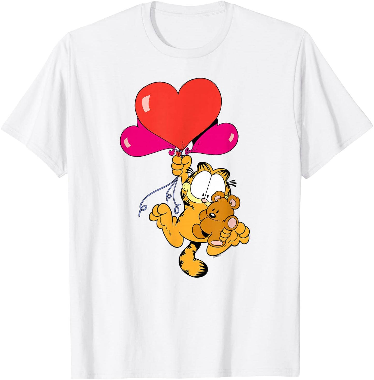 Garfield Heart Balloons with Pooky Valentine's Day Cat T-Shirt - T-Shirt | White