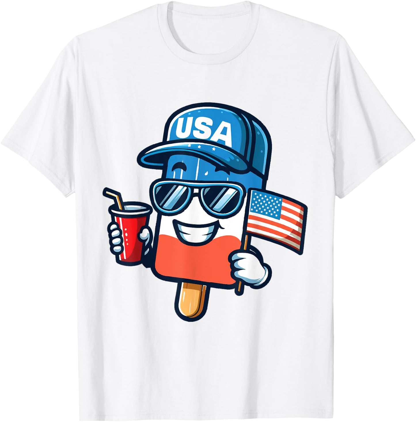 Funny Popsicle 4th Of July shirt Patriotic American Flag USA Kids Men T-Shirt - T-Shirt | White