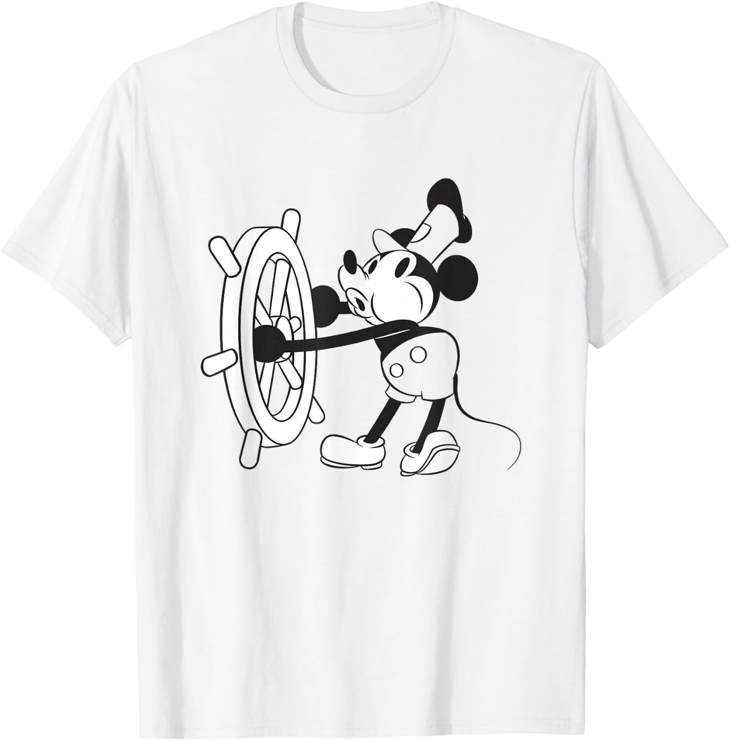 Disney Steamboat Willie Mickey Vintage Big Chest Portrait T-Shirt - T-Shirt | White