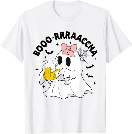 Boo-racha Funny Halloween Ghost Beer Design Borracha Funny T-Shirt - T-Shirt | White