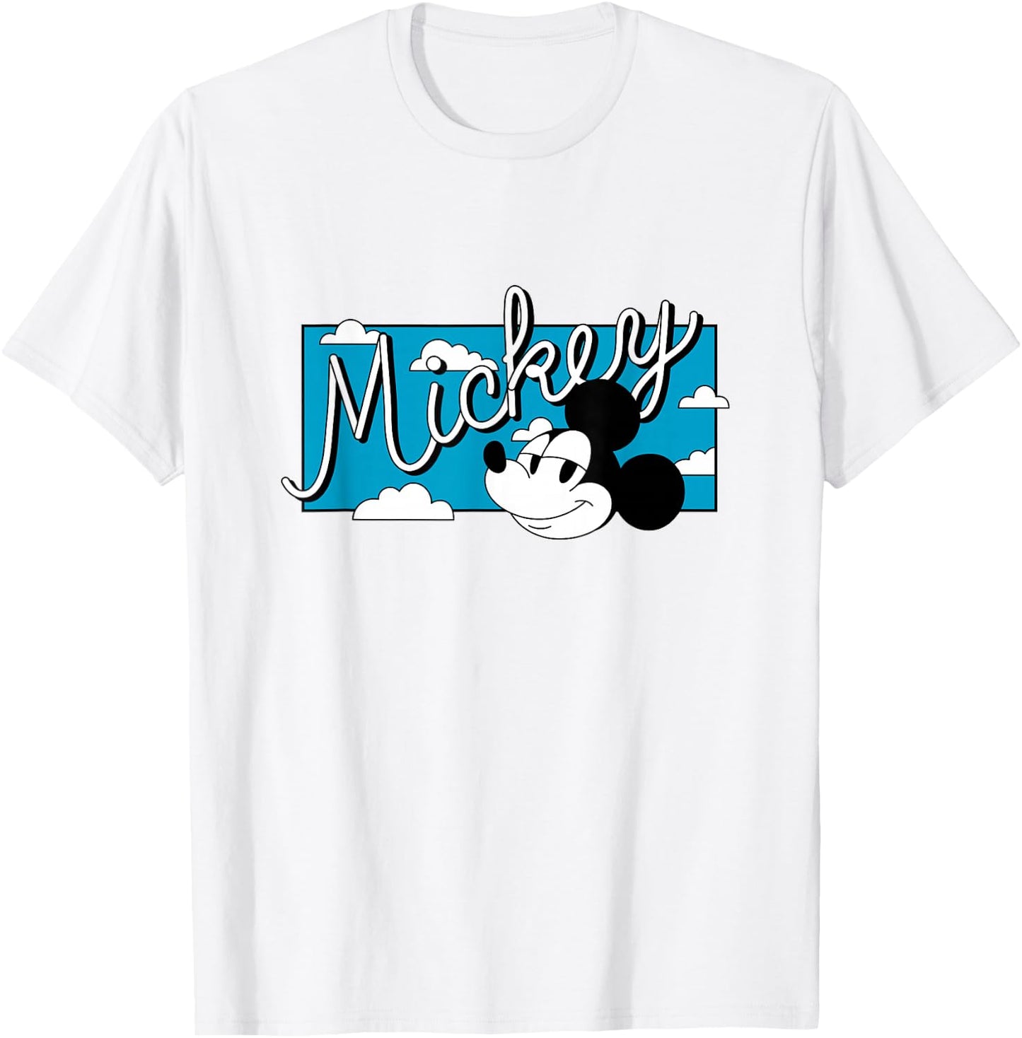 Disney Mickey And Friends Retro Mickey Head Big Chest Logo T-Shirt - T-Shirt | White