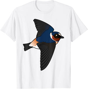 Cute Cartoon Cliff Swallow Flying Birdorable Bird Species T-Shirt - T-Shirt | White