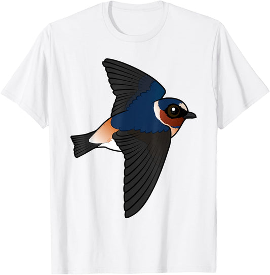 Cute Cartoon Cliff Swallow Flying Birdorable Bird Species T-Shirt - T-Shirt | White