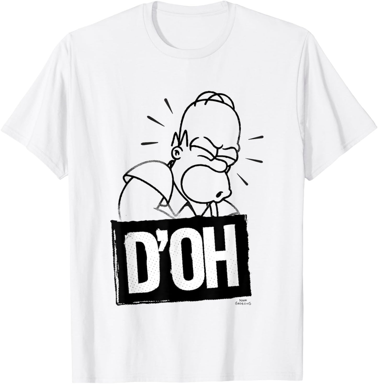 The Simpsons Homer Iconic Phrase D'OH Artline Chest Logo T-Shirt - T-Shirt | White