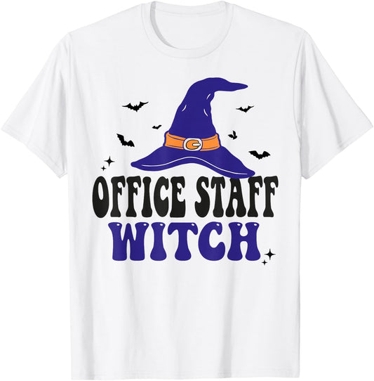 Office Staff Witch Funny Halloween Matching Group Costume T-Shirt - T-Shirt | White