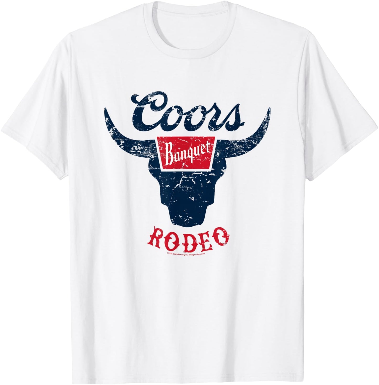 Coors Banquet Rodeo Distressed Bull Horns Badge T-Shirt - T-Shirt | White
