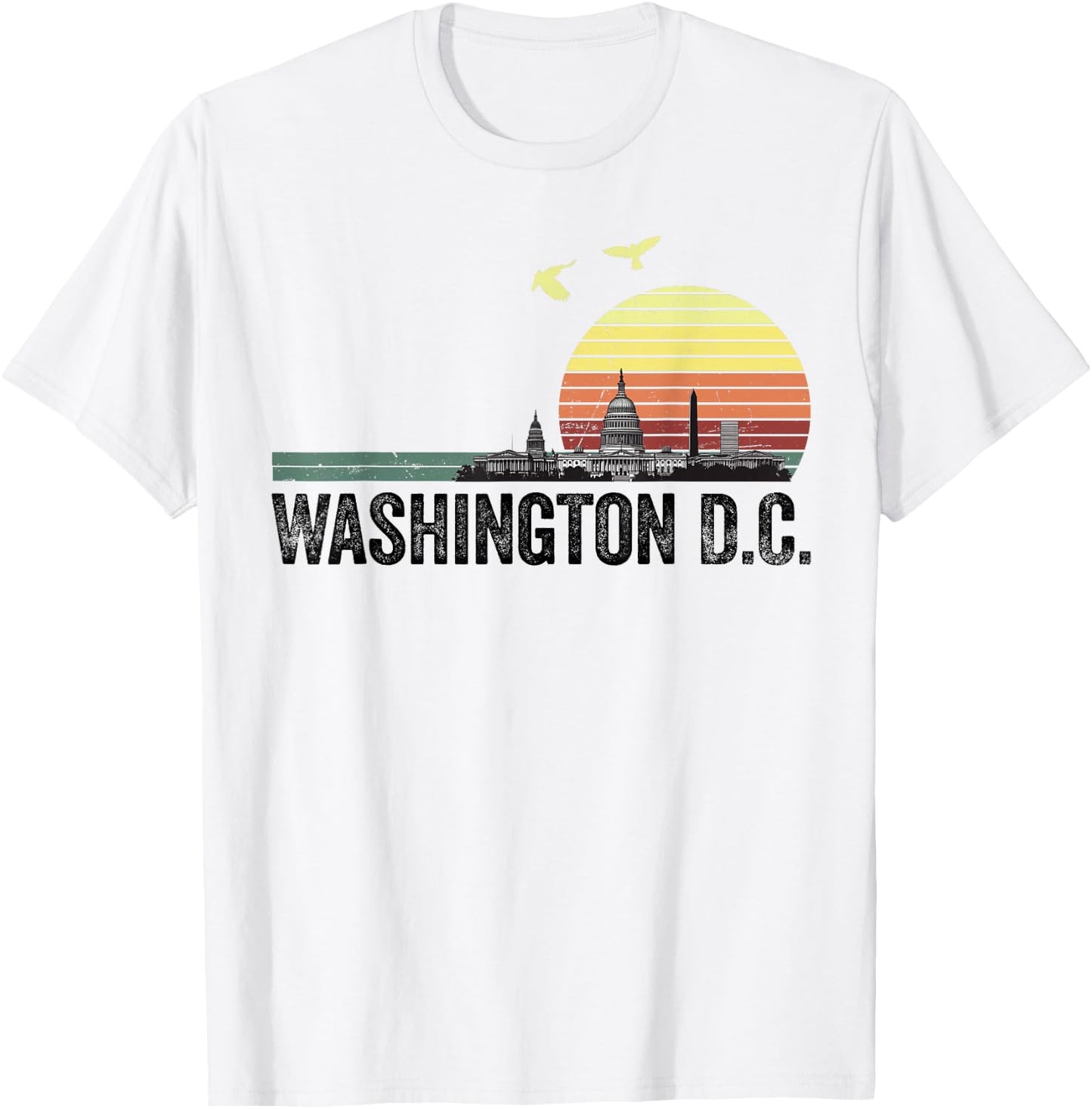 Washington DC Souvenir Capitol Hill Skyline Monuments T-Shirt - T-Shirt | White