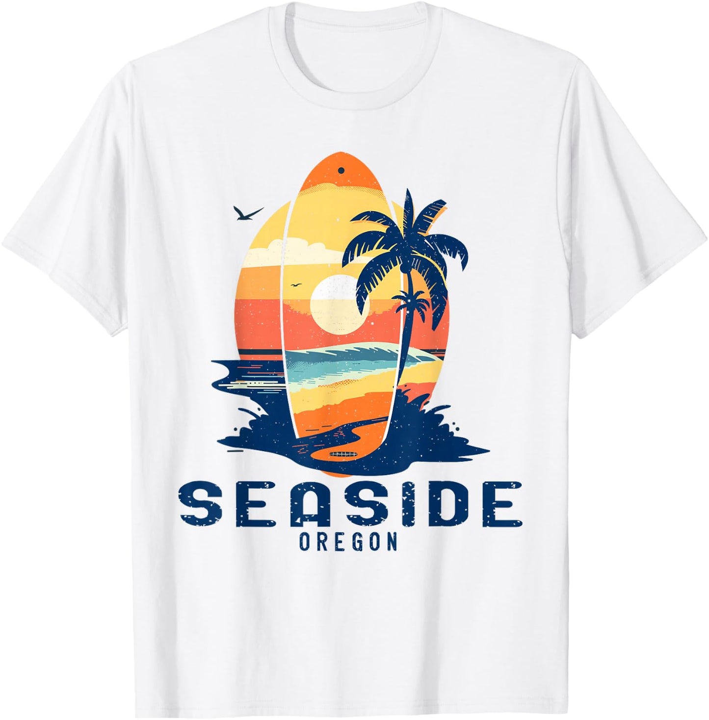 Vintage Oregon Seaside Surfboard Beach T-Shirt - T-Shirt | White