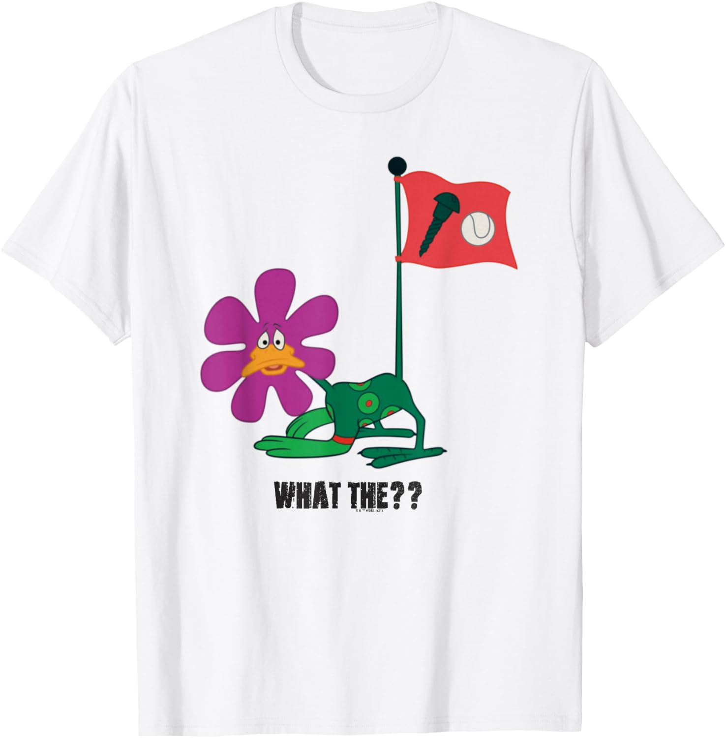 Looney Tunes Daffy Duck Screwball Flower T-Shirt - T-Shirt | White