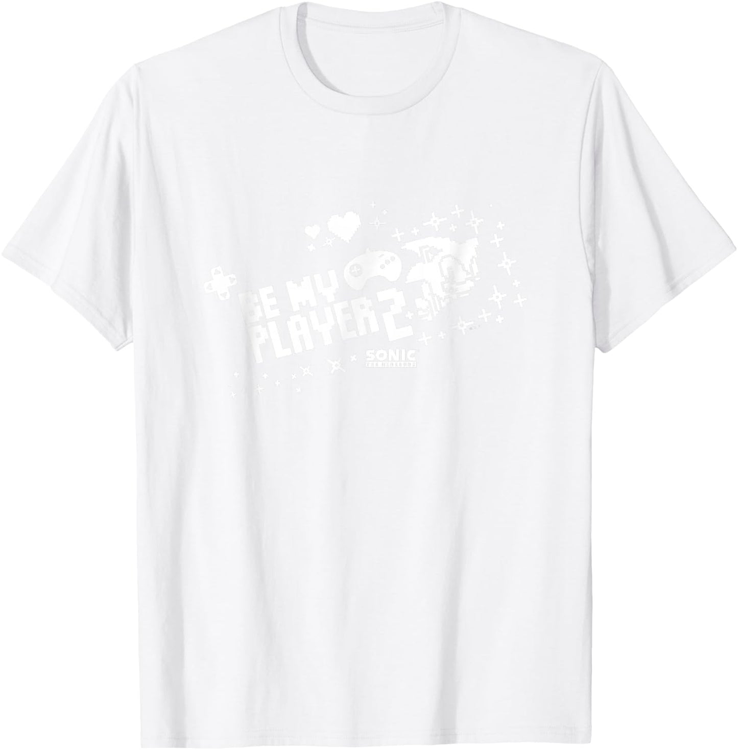Sonic The Hedgehog Valentine's Day Be My Player 2 Pixel Logo T-Shirt - T-Shirt | White