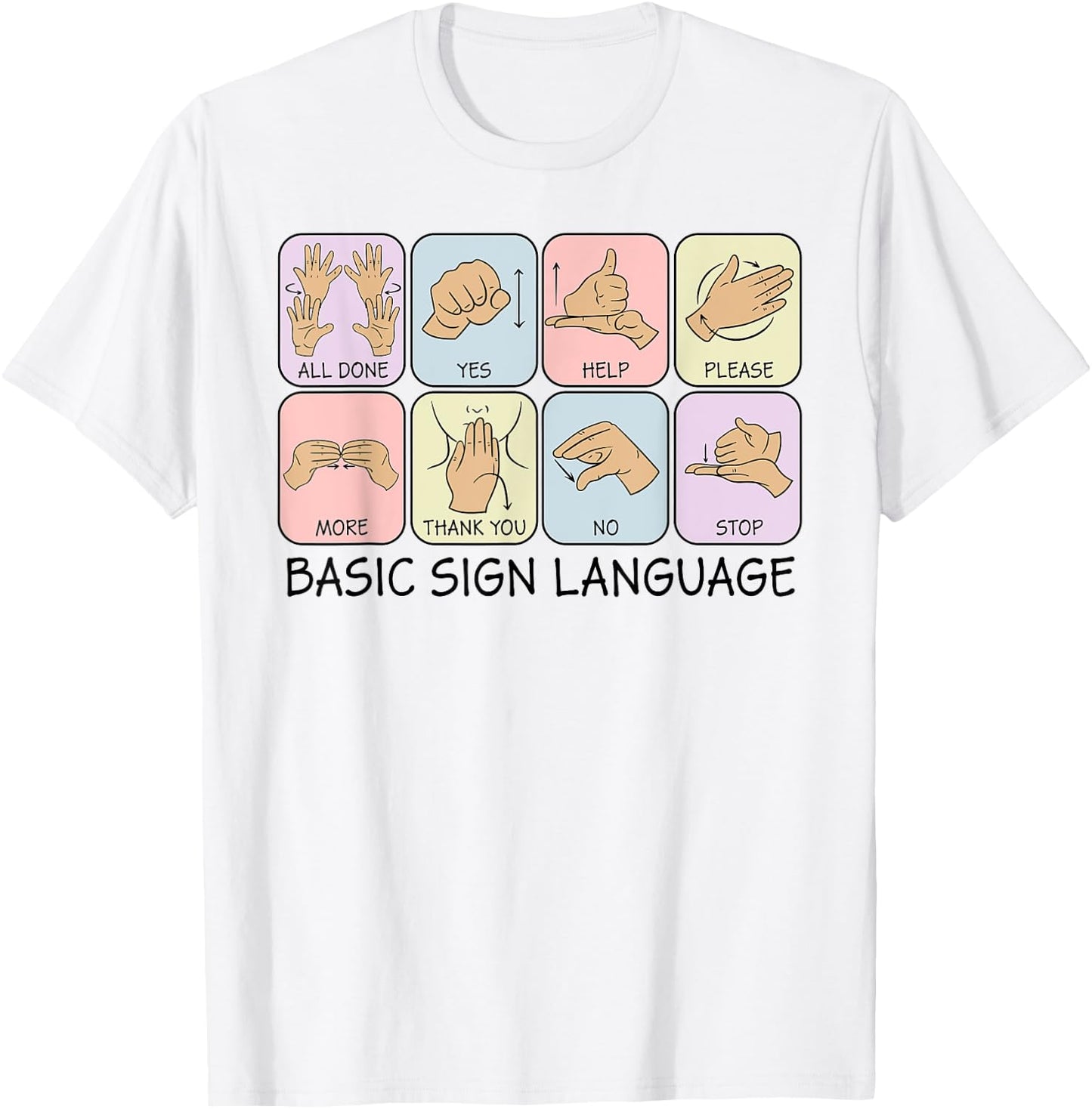 Basic Sign Language Speech Pathology Aac Sped Teacher T-Shirt - T-Shirt | White