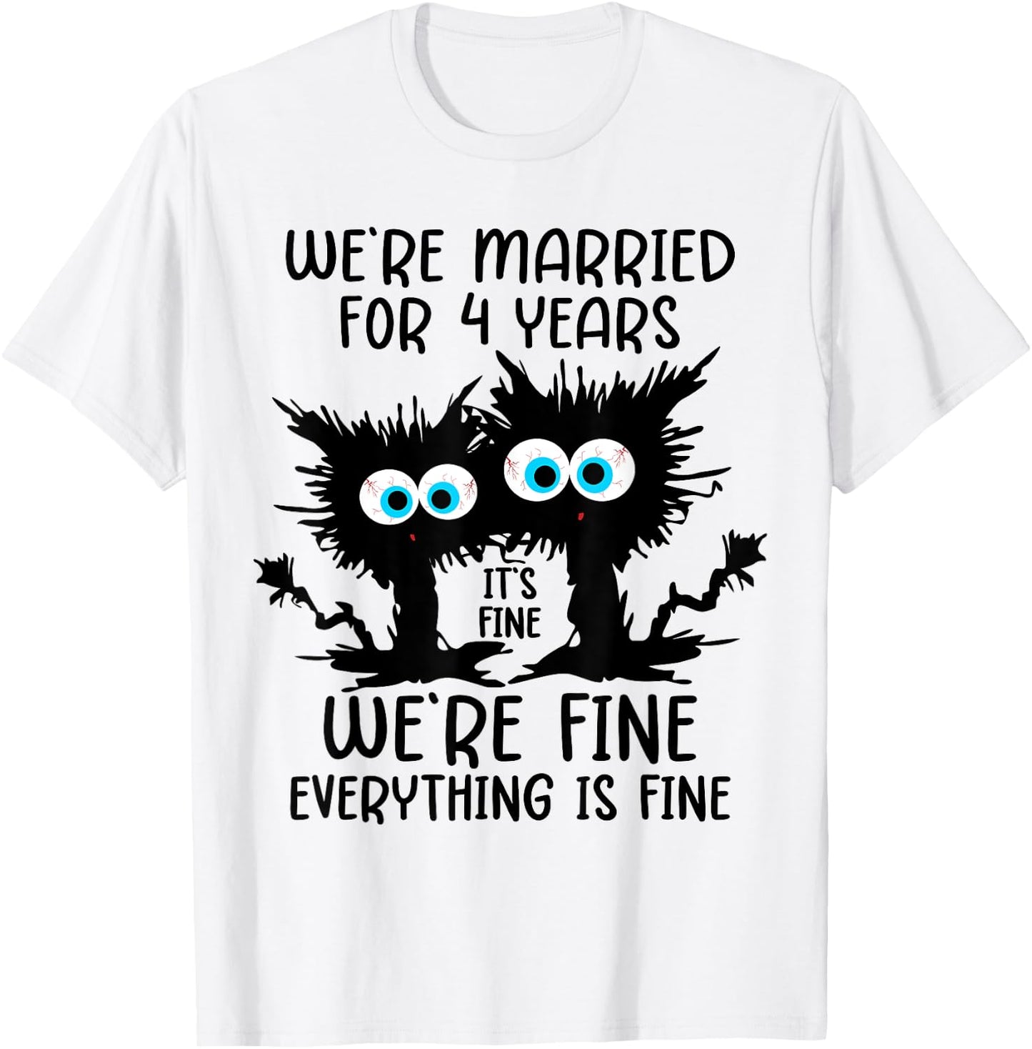 Linen Wedding We're Married For 4 Years T-Shirt - T-Shirt | White