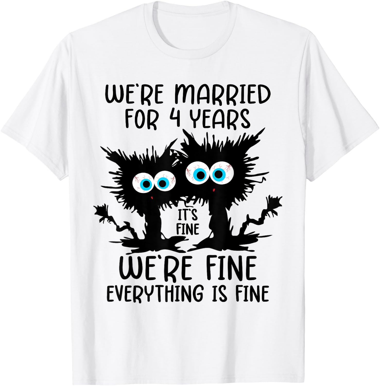 Linen Wedding We're Married For 4 Years T-Shirt - T-Shirt | White