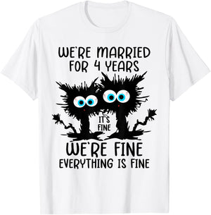 Linen Wedding We're Married For 4 Years T-Shirt - T-Shirt | White