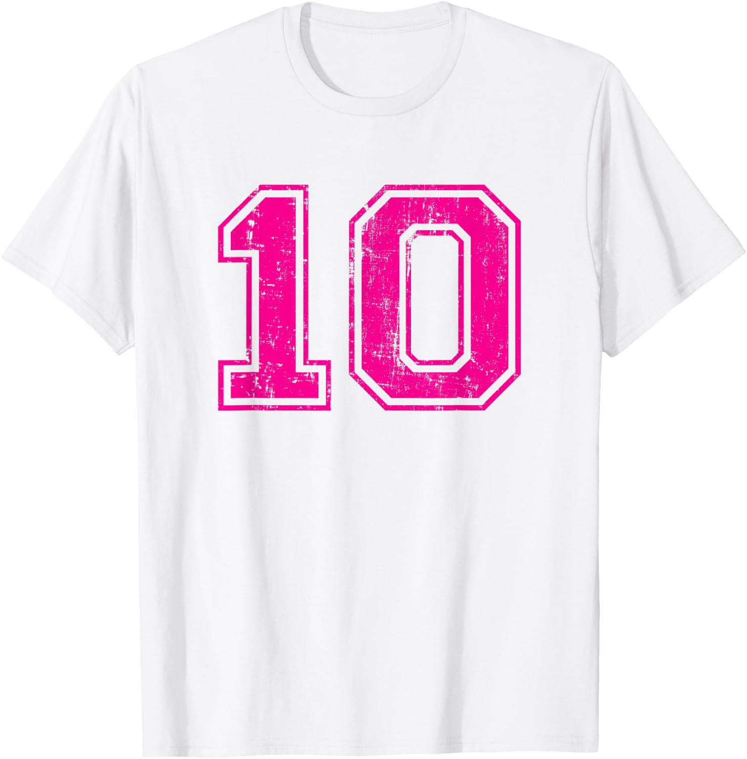 Number 10 Ten Varsity Distressed Vintage Sport Team Player's T-Shirt - T-Shirt | White