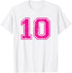 Number 10 Ten Varsity Distressed Vintage Sport Team Player's T-Shirt - T-Shirt | White
