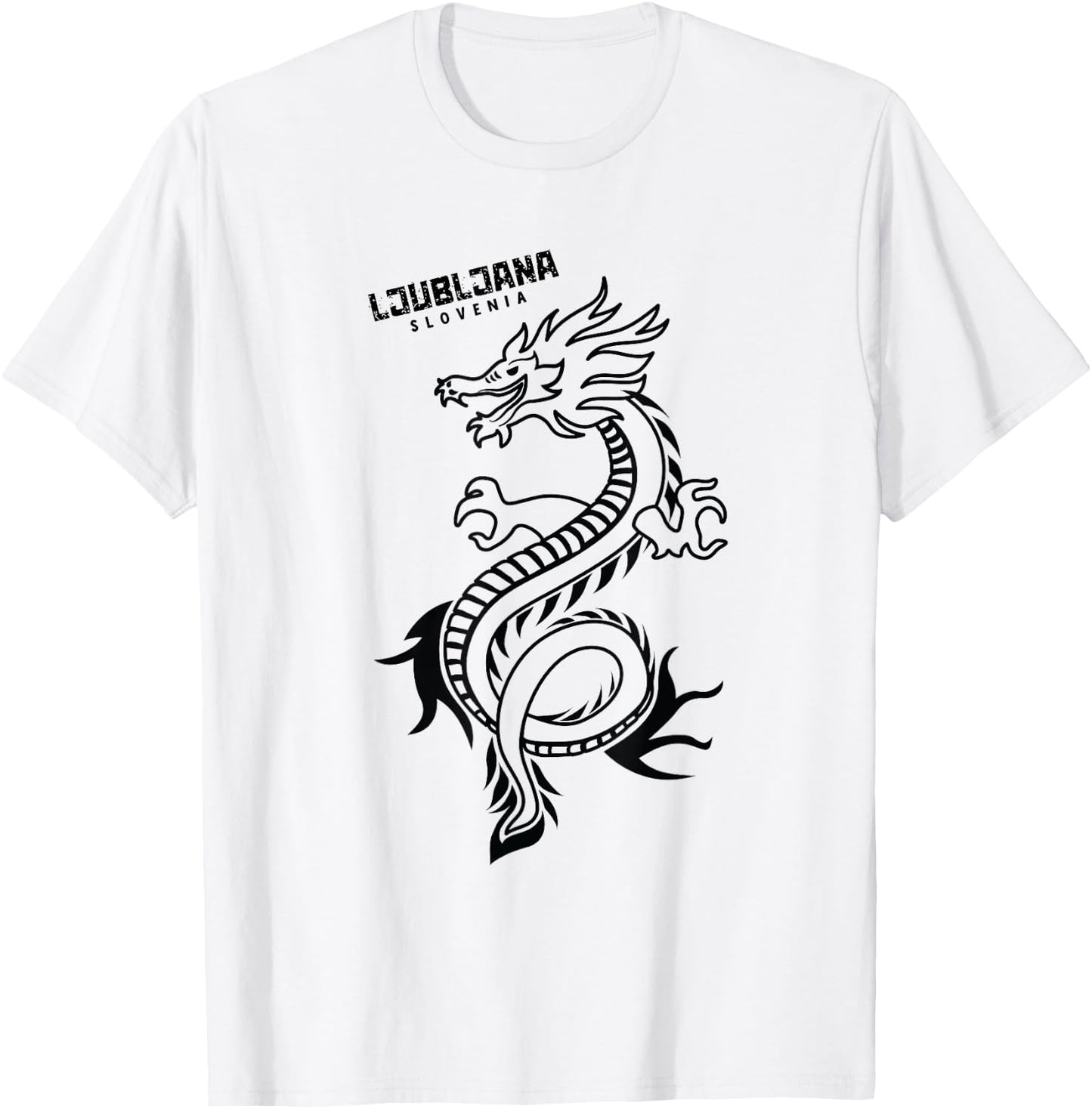Ljubljana Slovenia City of Dragons Hand Drawn Dragon T-Shirt - T-Shirt | White
