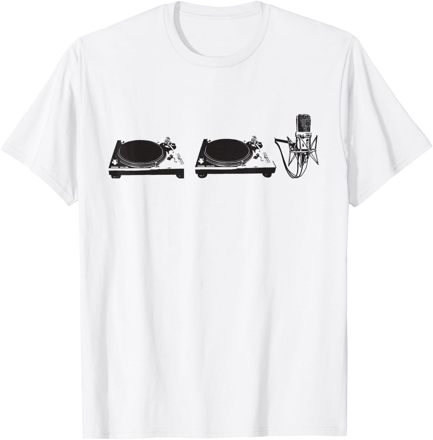 Two Turn Tables And A Microphone Old School Hip-Hop Rap T-Shirt - T-Shirt | White