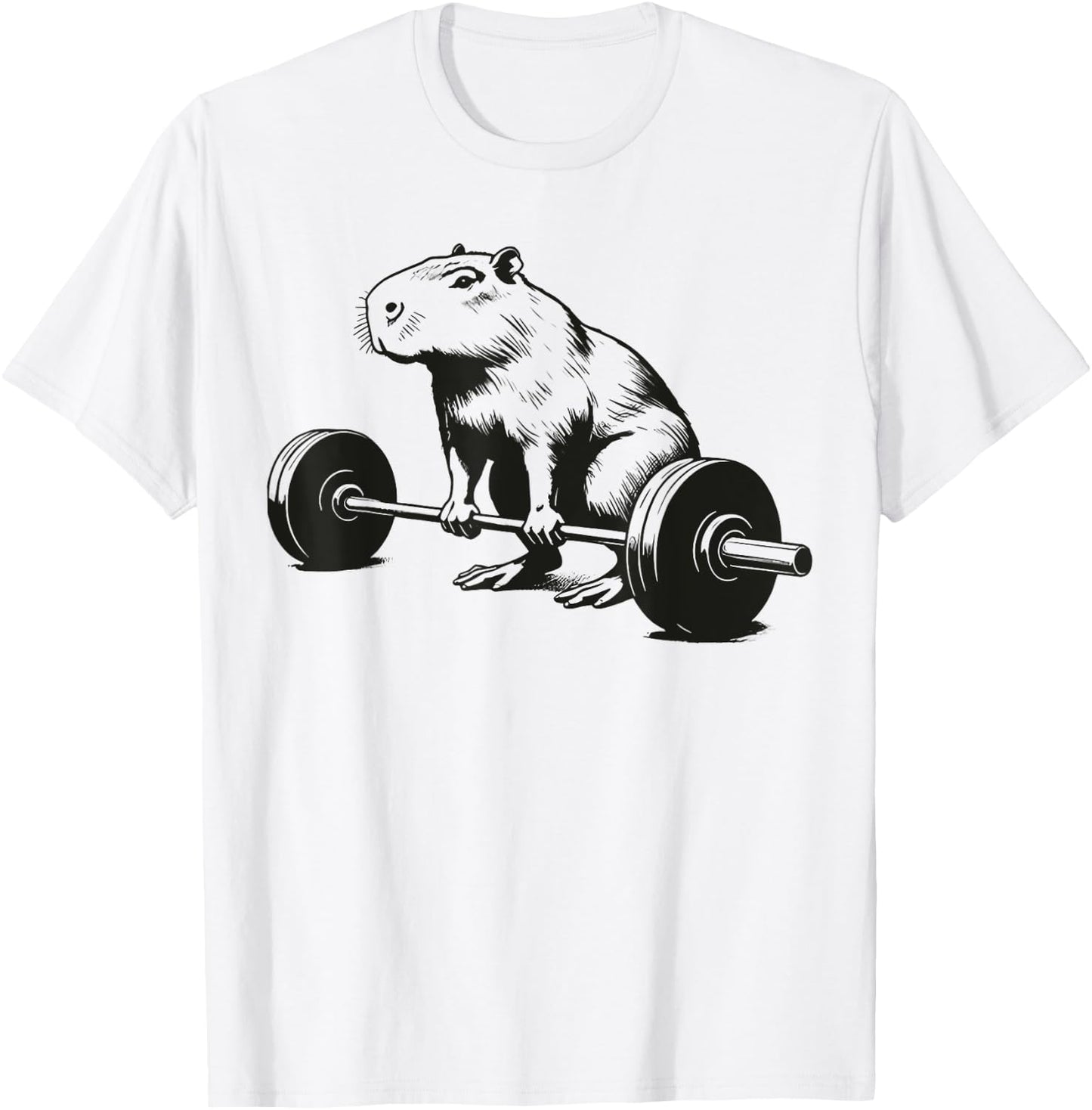 Bodybuilding Gifts Capybara Weightlifting Funny Workout Deadlift Fitness Gym , Small, Grey T-Shirt - T-Shirt | White