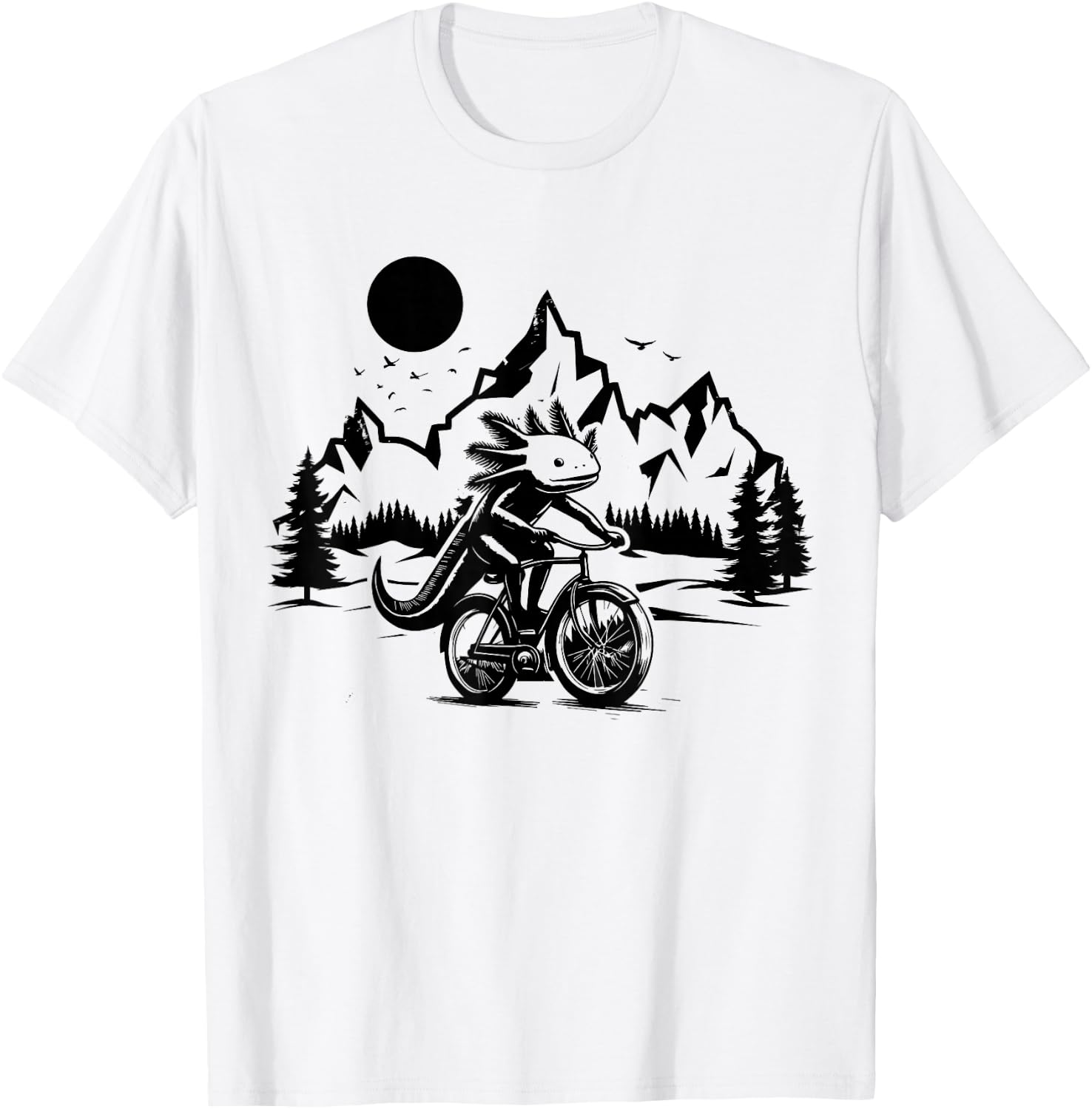 Axolotl Riding Bicycle Vintage Mountain Biking Axolotl Biker T-Shirt - T-Shirt | White