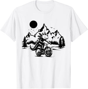 Axolotl Riding Bicycle Vintage Mountain Biking Axolotl Biker T-Shirt - T-Shirt | White