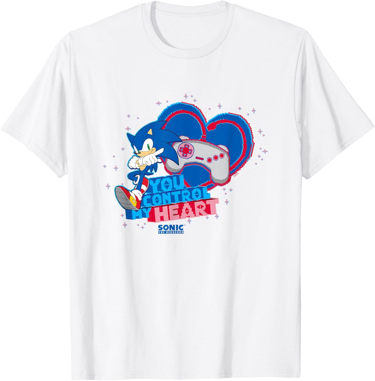 Sonic The Hedgehog Valentine's Day You Control My Heart Logo T-Shirt - T-Shirt | White